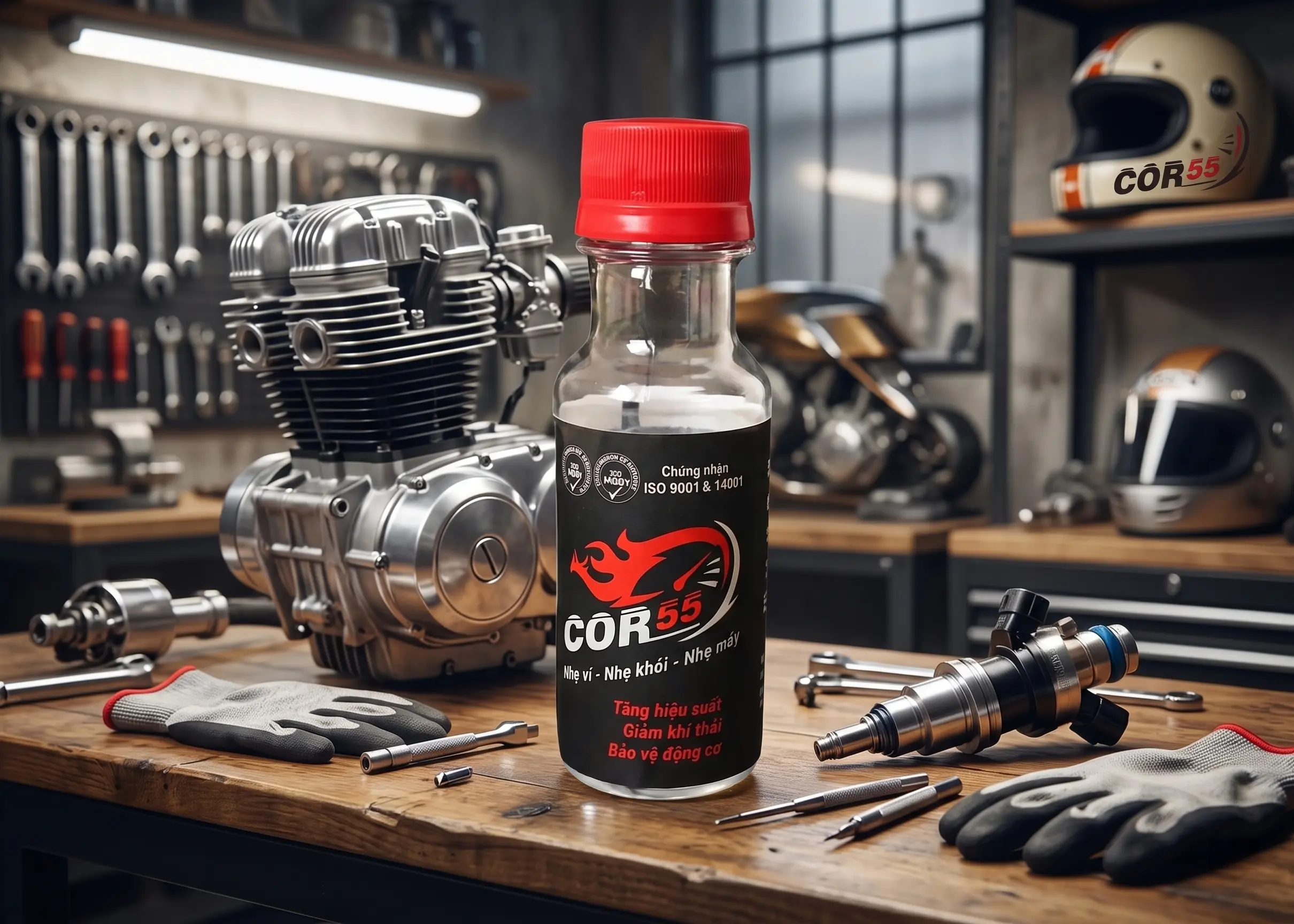 Sử dụng COR55 để vệ sinh béc phun xăng