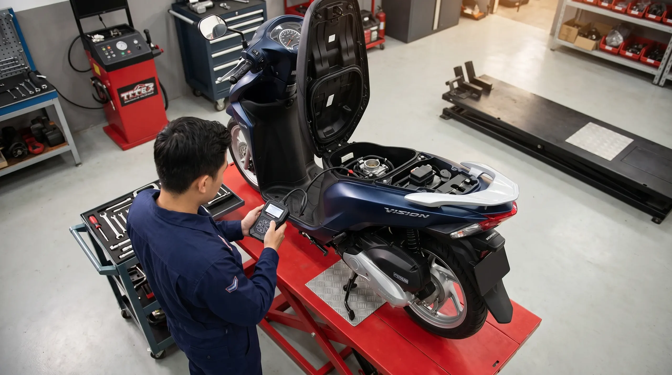 Vệ sinh kim phun xăng visison tại tiệm sửa xe