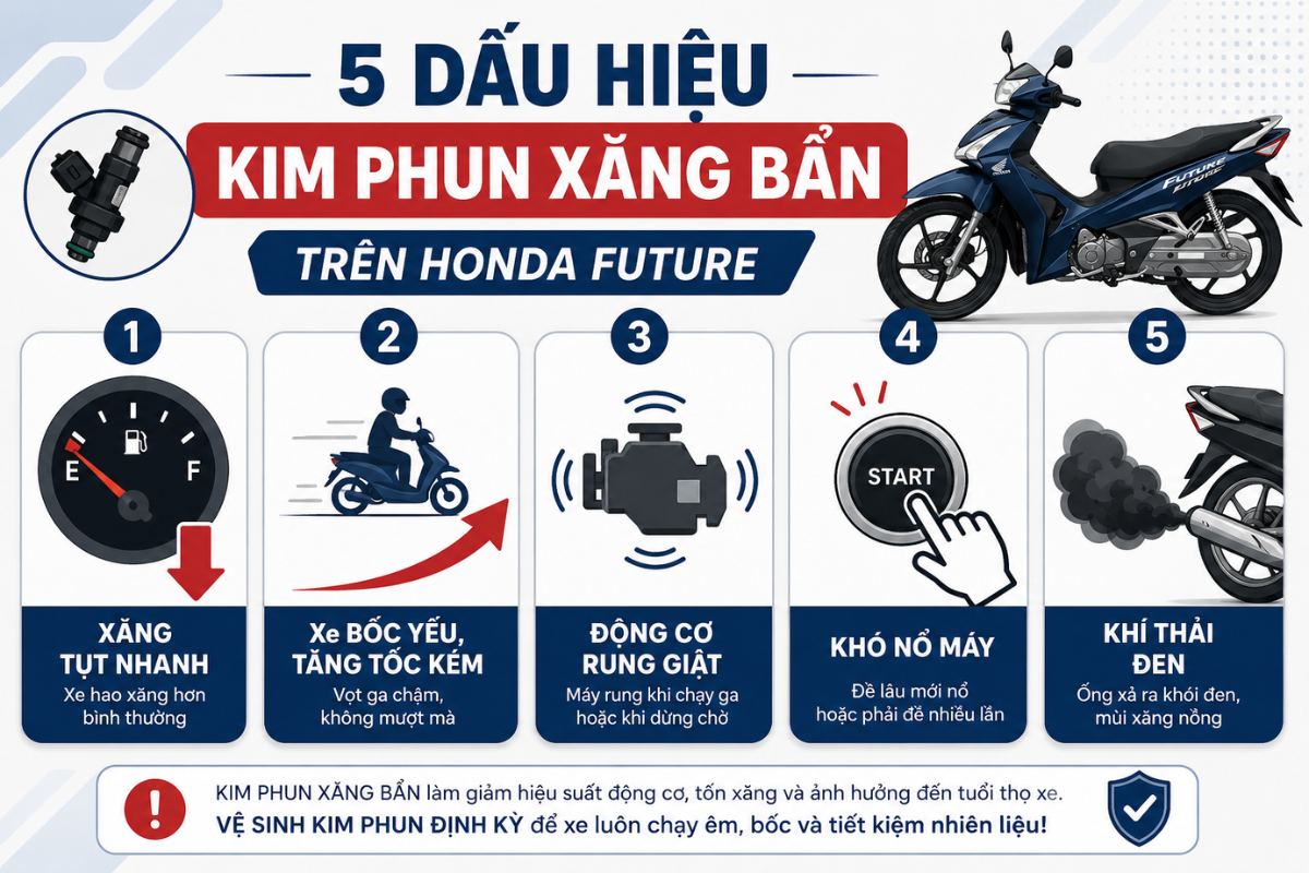 Làm sao nhận biết kim phun Future đang bị bẩn hoặc hư