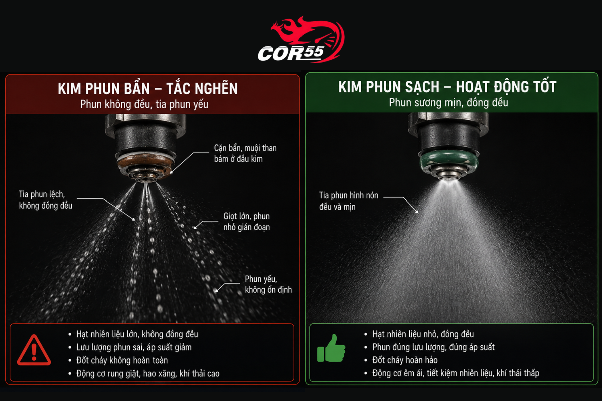 Làm sao nhận biết kim phun SH đang bị bẩn hoặc hỏng
