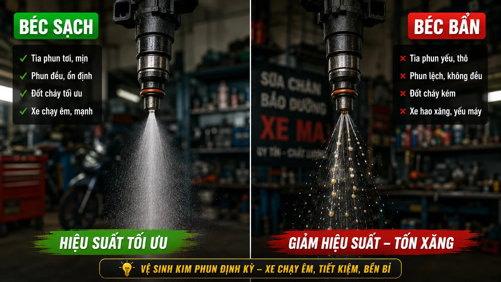Yếu tố ảnh hưởng đến chu kỳ bao lâu vệ sinh kim phun